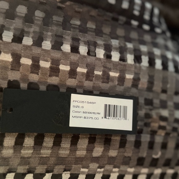 Halston Heritage Sz Small Mini Caftan Black Pixel Print MSRP $375 - Picture 5 of 8